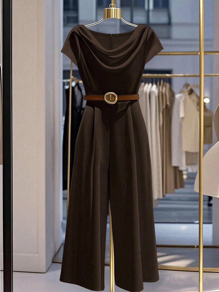 Elegant Satin Wide-Leg Jumpsuit for Women