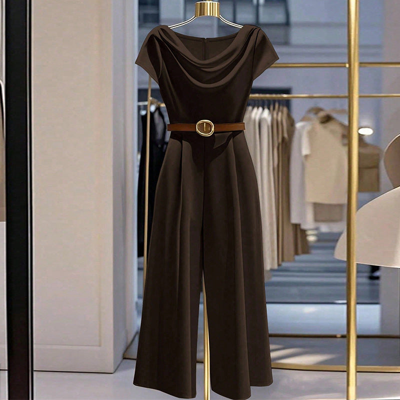 Elegant Satin Wide-Leg Jumpsuit for Women