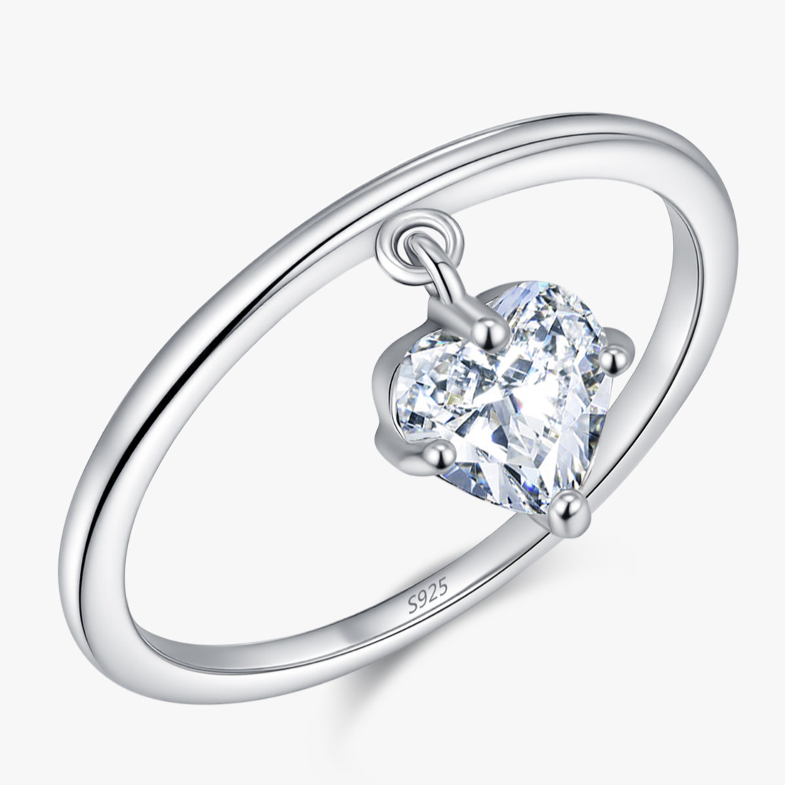Heart-Shaped Pendant Ring with Sparkling Diamonds for Women