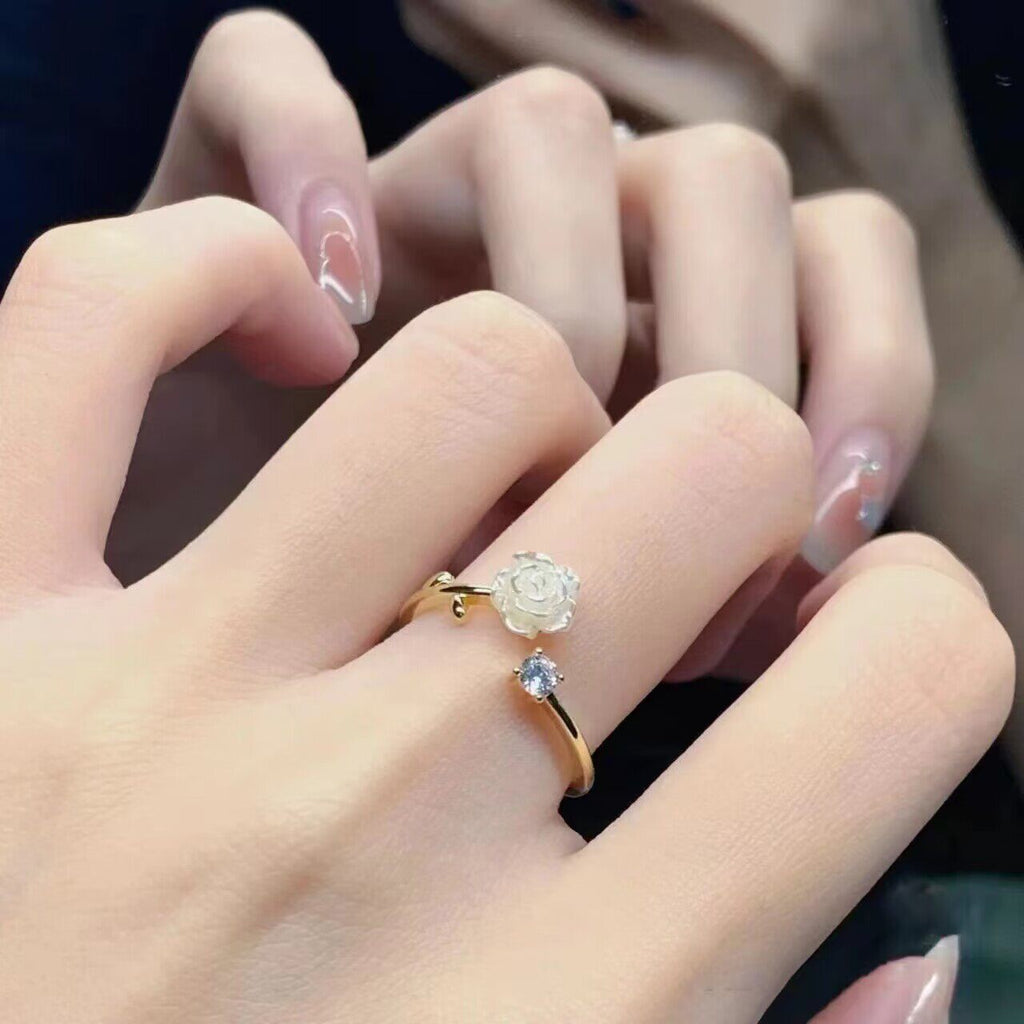 Adjustable Floral Open Ring for Women