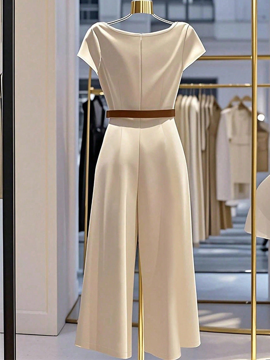 Elegant Satin Wide-Leg Jumpsuit for Women