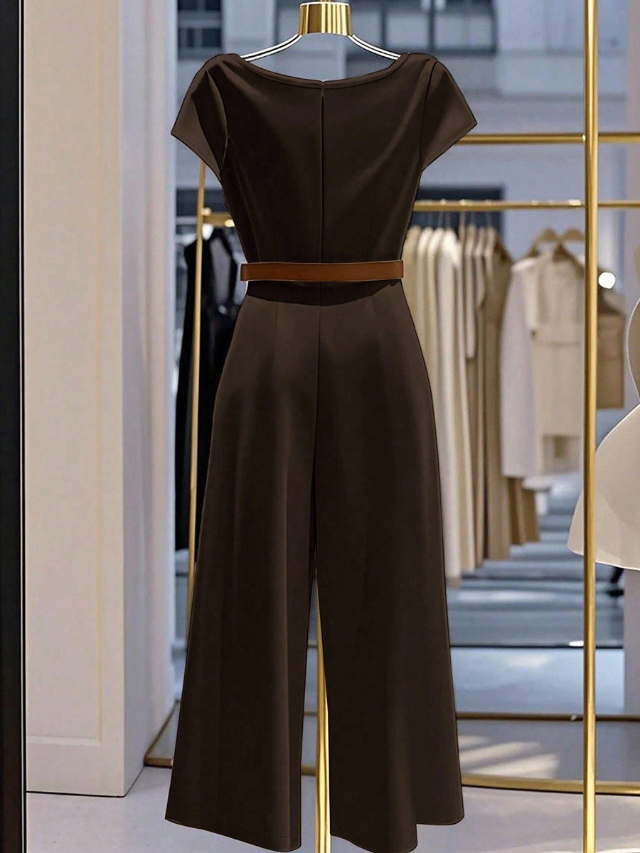 Elegant Satin Wide-Leg Jumpsuit for Women