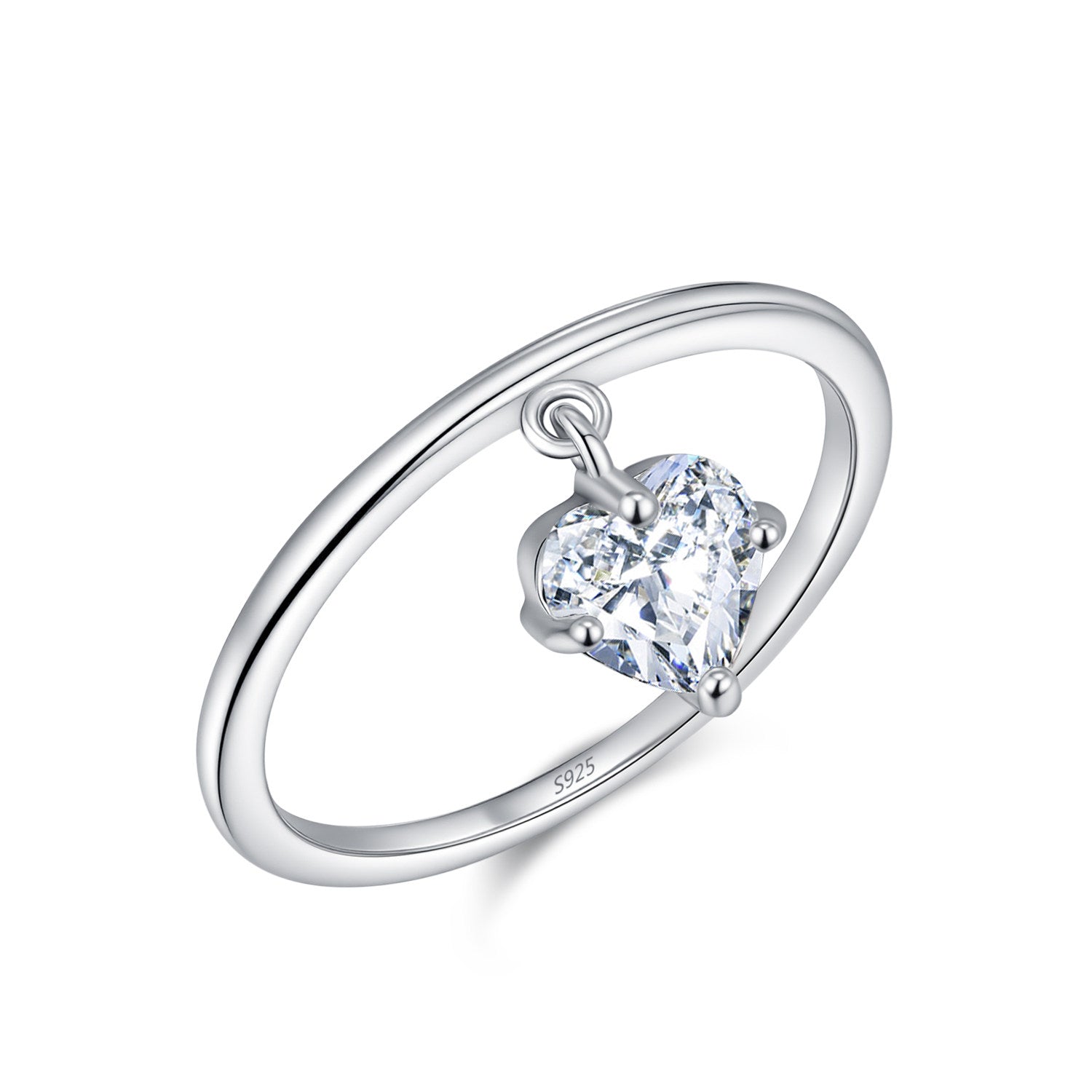 Heart-Shaped Pendant Ring with Sparkling Diamonds for Women
